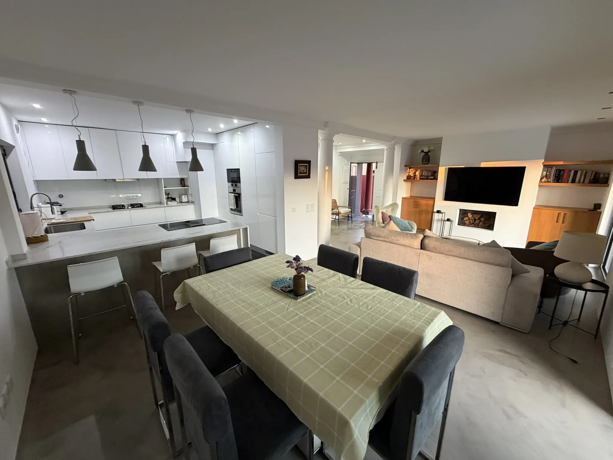 Solstice Villa living and dining space before final presentation